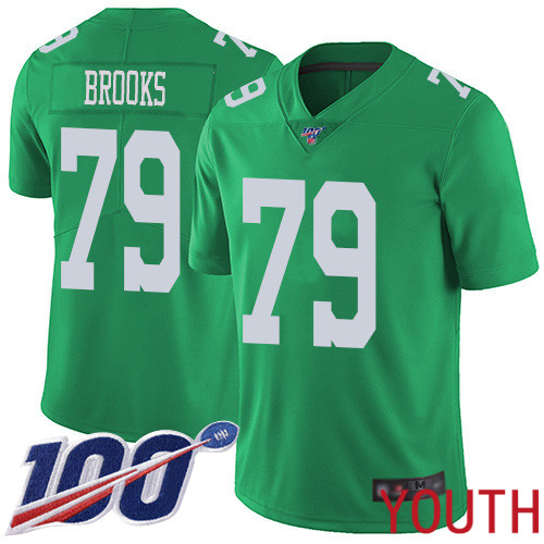 Youth Philadelphia Eagles #79 Brandon Brooks Limited Green Rush Vapor Untouchable NFL Jersey 100th Season
